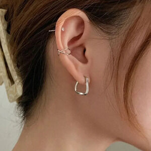925 Sterling Silver Triangle Hoop Earrings Minimalist Small Hoop Earrings